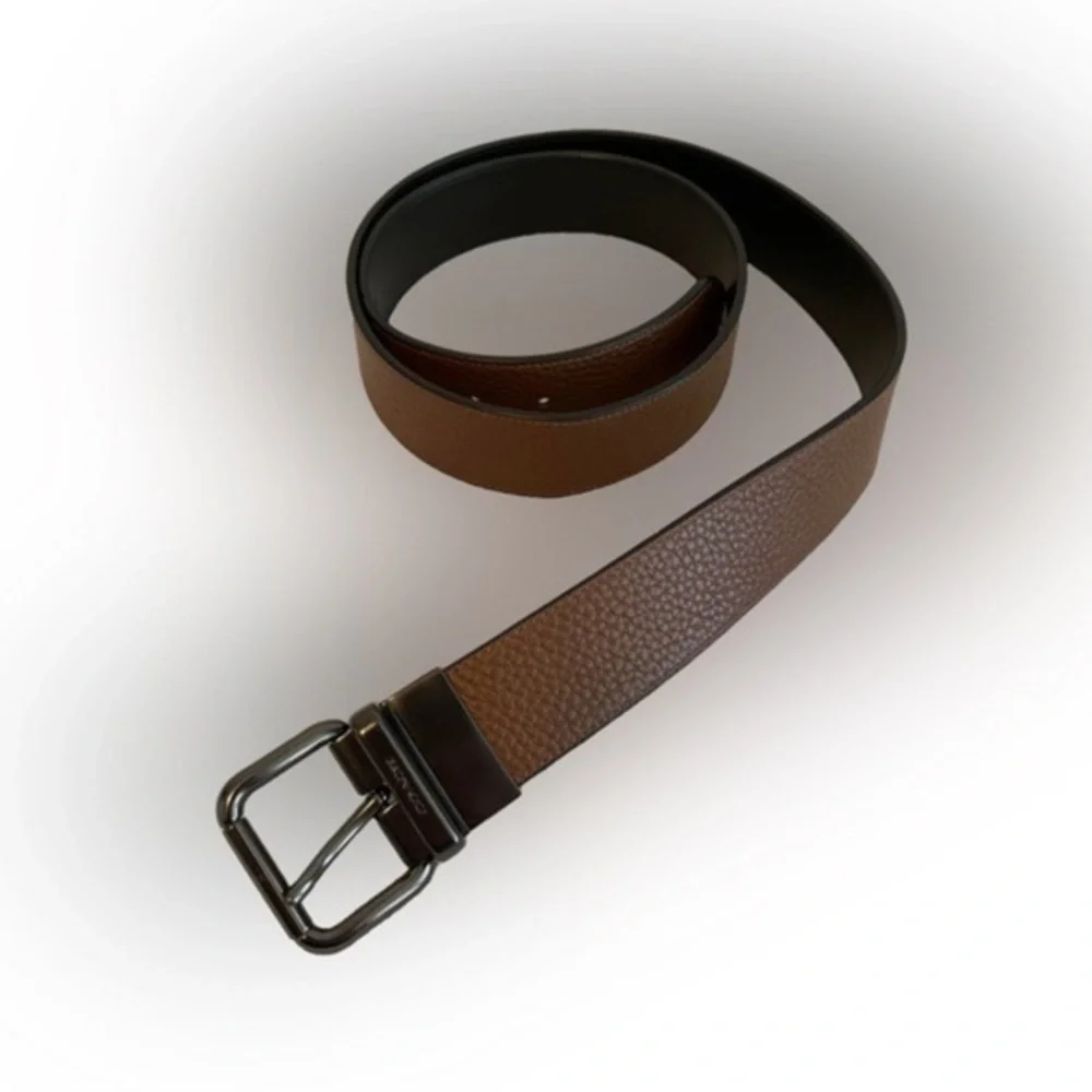 LCOACH textured leather reversible belt Brown/Black *EUC*
